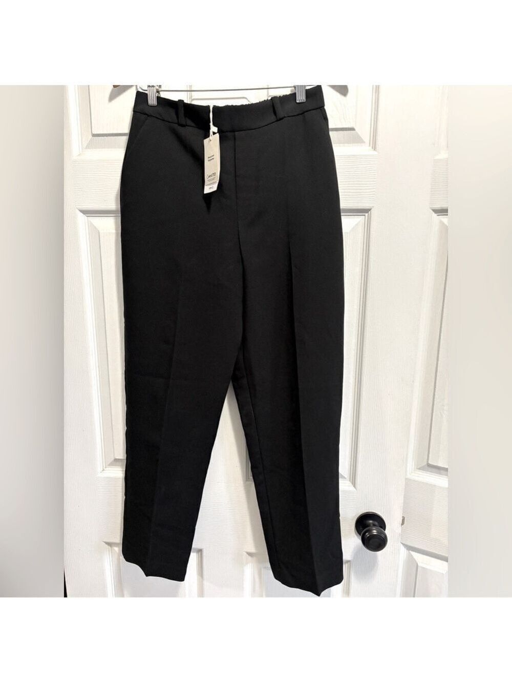 NWT Mango MNG Dress Pants Black Pull On  Trousers Elastic Back Waist Size Medium